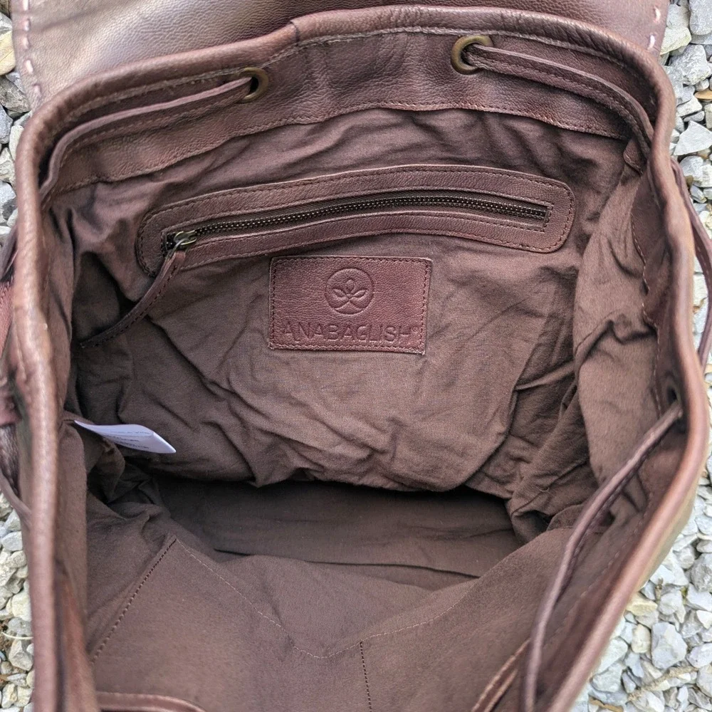 Anabaglish Brown Leather Festival Backpack Boho Bag Sundance Western